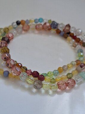 Beaded Bracelet Trio Plastic Beads Bohemian